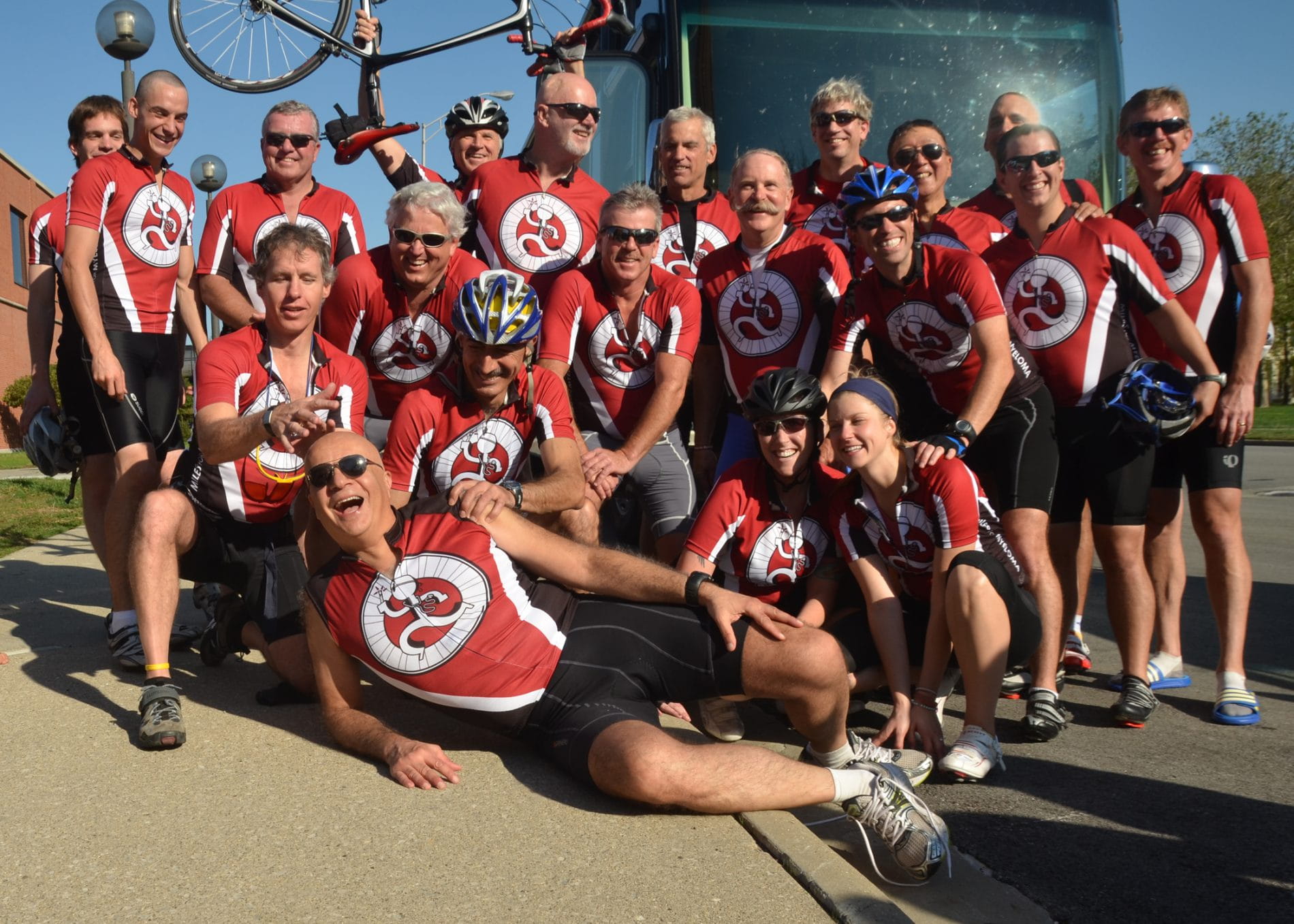 Dr. Rafat Abonour and fellow Miles for Myeloma riders in 2018  