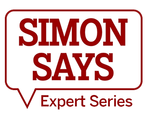 Webinar logo with text “Simon Says’ in a thought bubble